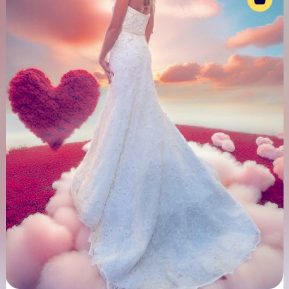 Saison Blanche Couture Design Wedding Lace White Dress 6 Flowers Valentine’s Day